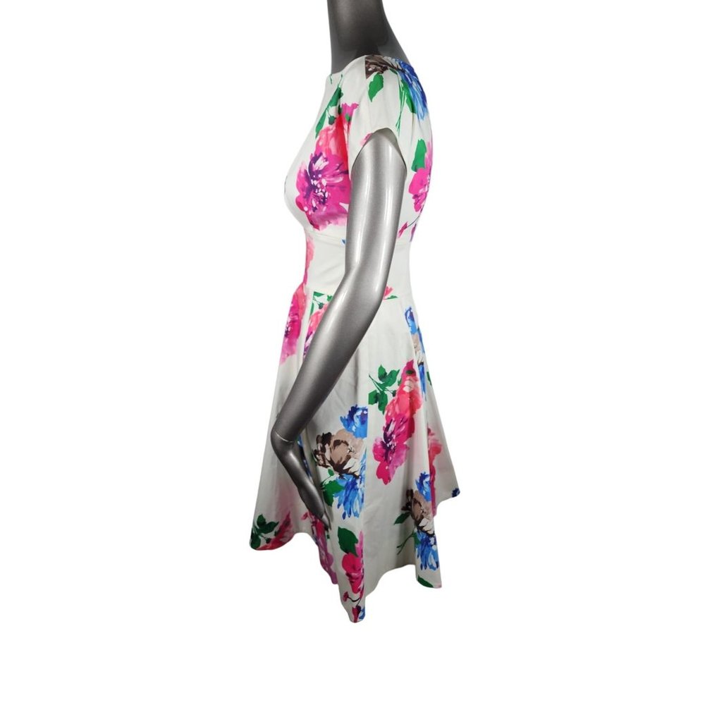 Kate Spade NWT Floral Dress White Blooms Fit and Flare Pink 0 - Picture 7 of 10